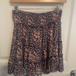 American Eagle Outfitters Blue and Pink Tiered Skater Mini Skirt